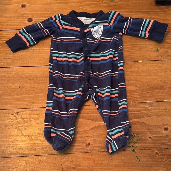 Carter's Blue and Orange Footies with Stripes - Picture 2 of 6